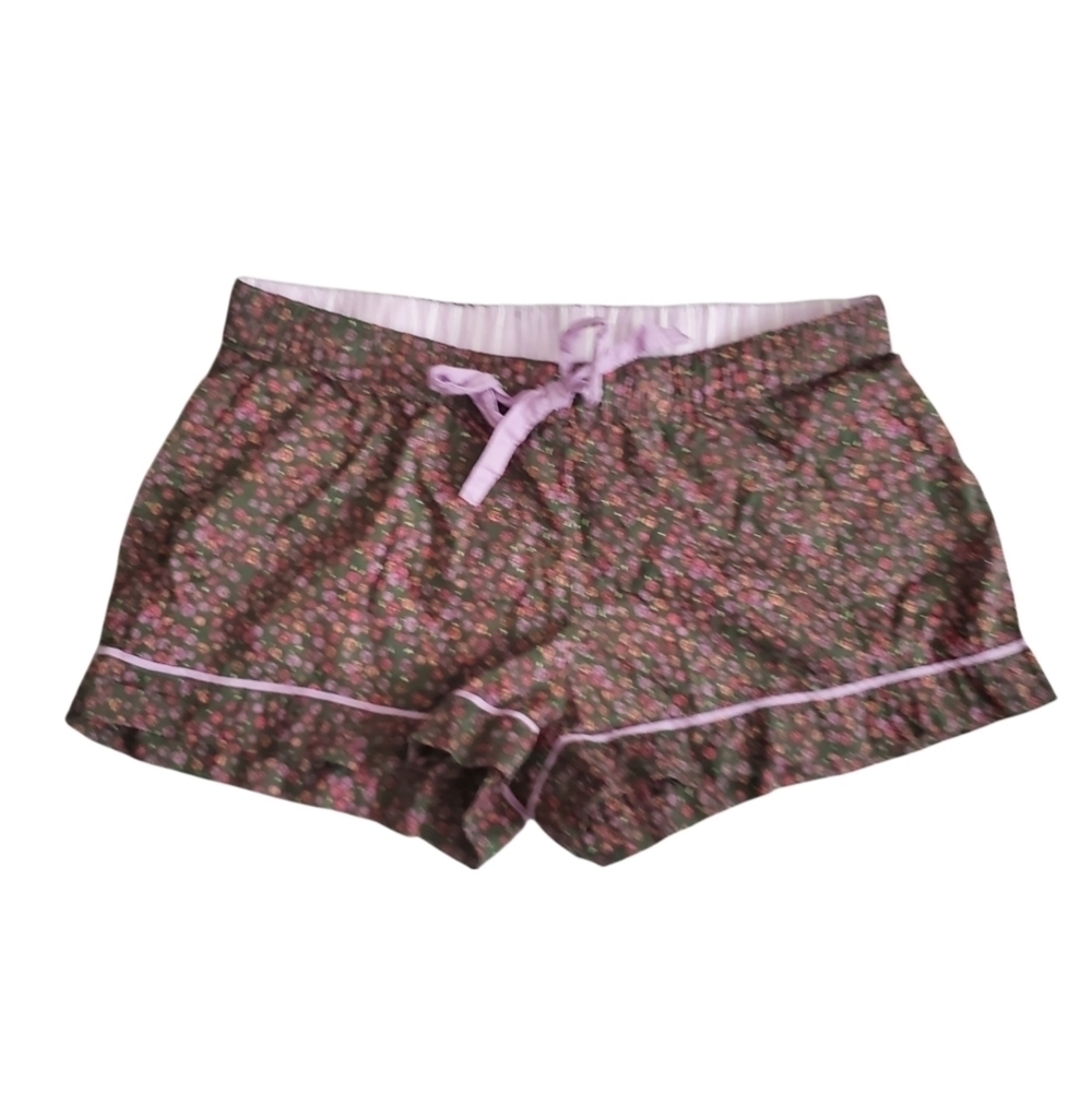 🍁 Make + Model Green Lavender Floral Shortie Shorts Lounge Pajamas